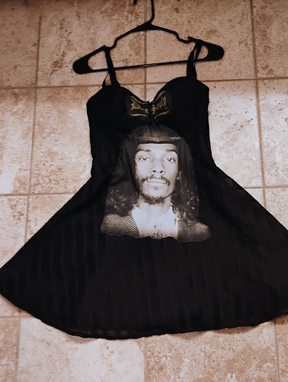 Bebe Handmade Snoop Doggy Dogg Black Dress